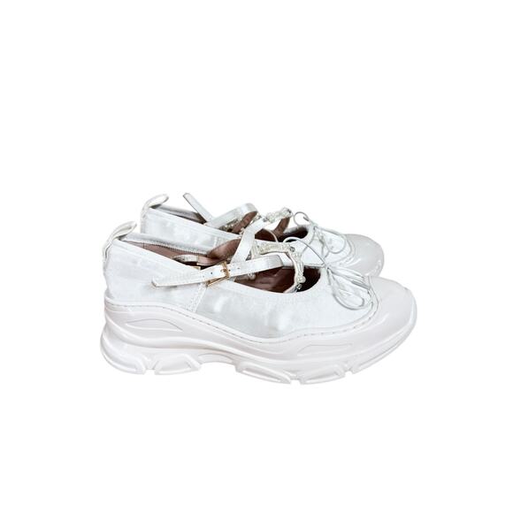 DOUBLE STANDARD BALLET SNEAKERS WHITE WITH PEARLS - Picture 2 of 7